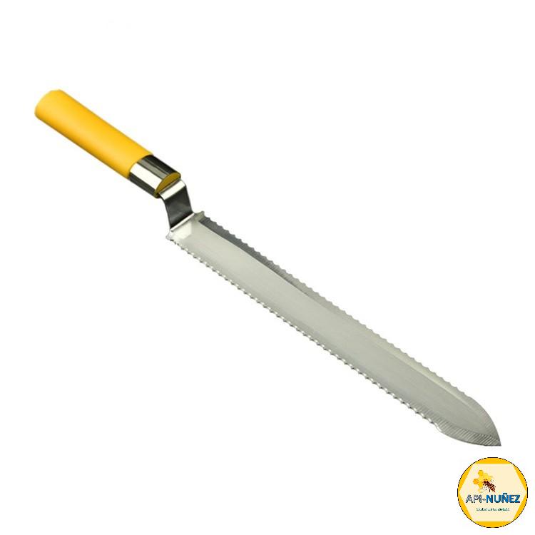 CUCHILLO DESOPERCULADOR DENTADO POR AMBOS LADOS,MANGO PLASTICO